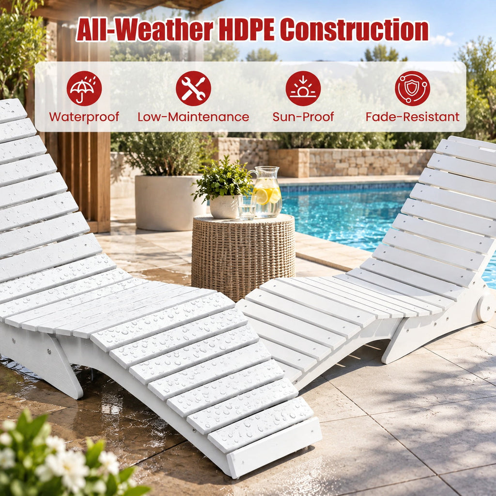 AIRFIND In-Pool Lounge Chair for Baja Shelves, HDPE Pool Ledge Lounger with Contoured Back, Built-In Wheels and 450 lb Capacity, White
