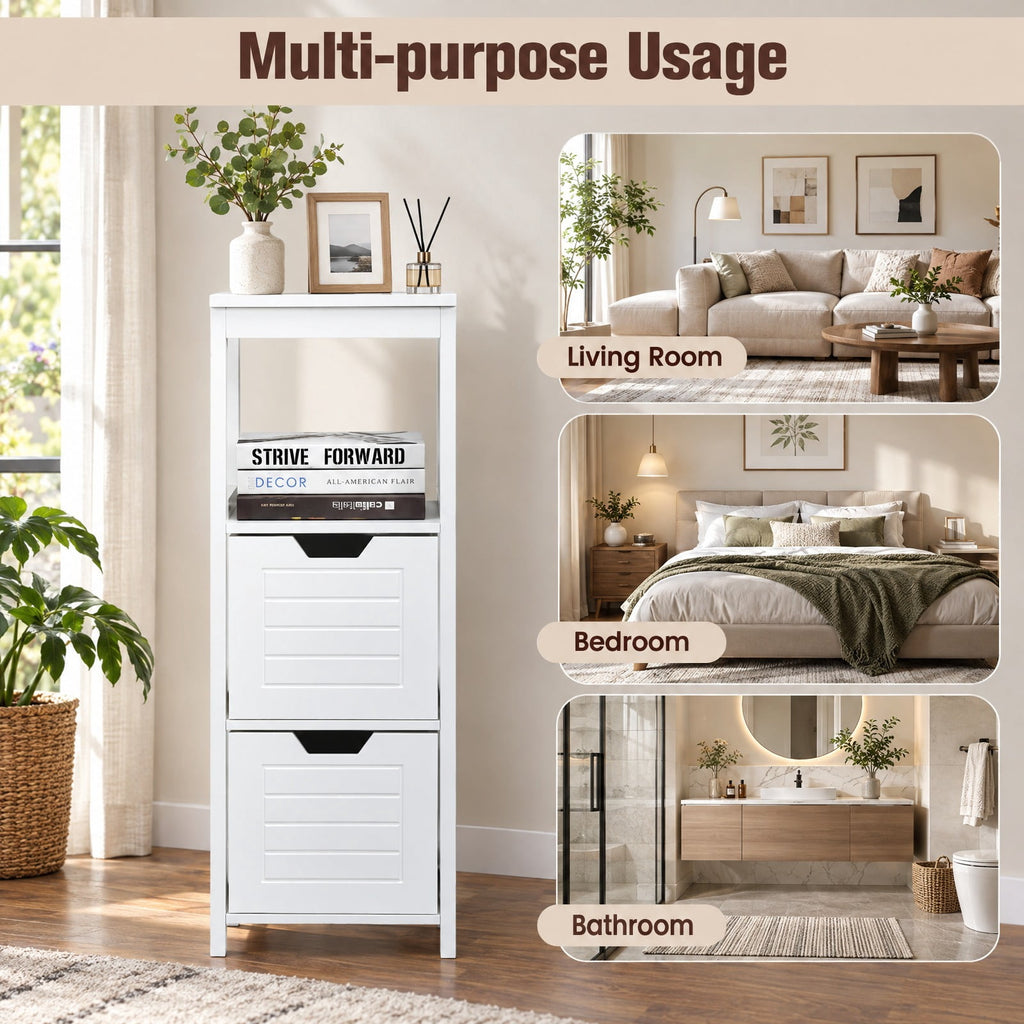 Airfind Floor Cabinet Multifunction Storage Rack Stand Organizer, 11 lbs Capacity, P2 MDF NC paint, 12 x 12 x 35, White