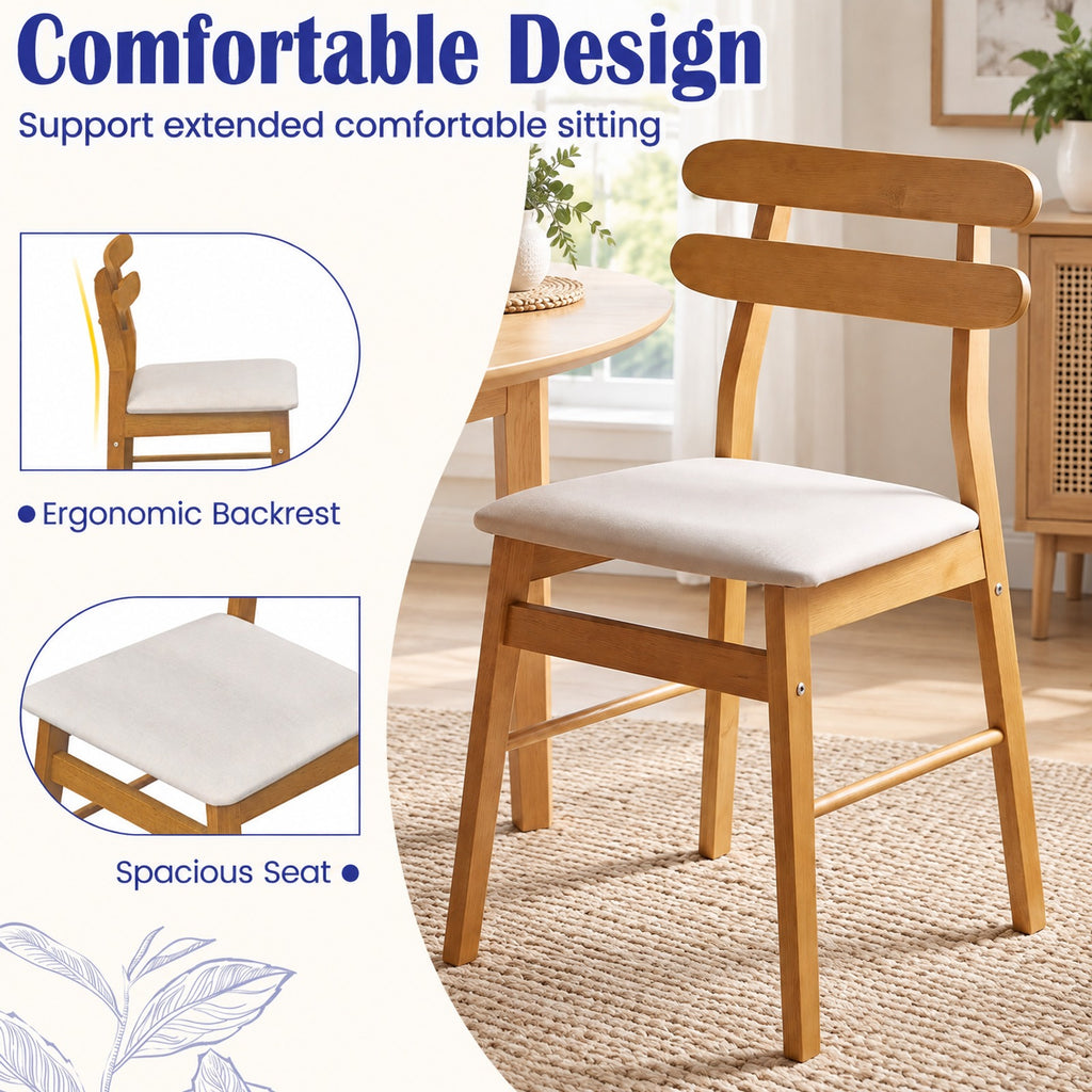 Airfind Dining Chairs, Set of 4 Upholstered, with Padded Seat and Solid Wood Legs, 330 lbs Capacity, Engineered Wood Sponge Engineered Wood, Natural