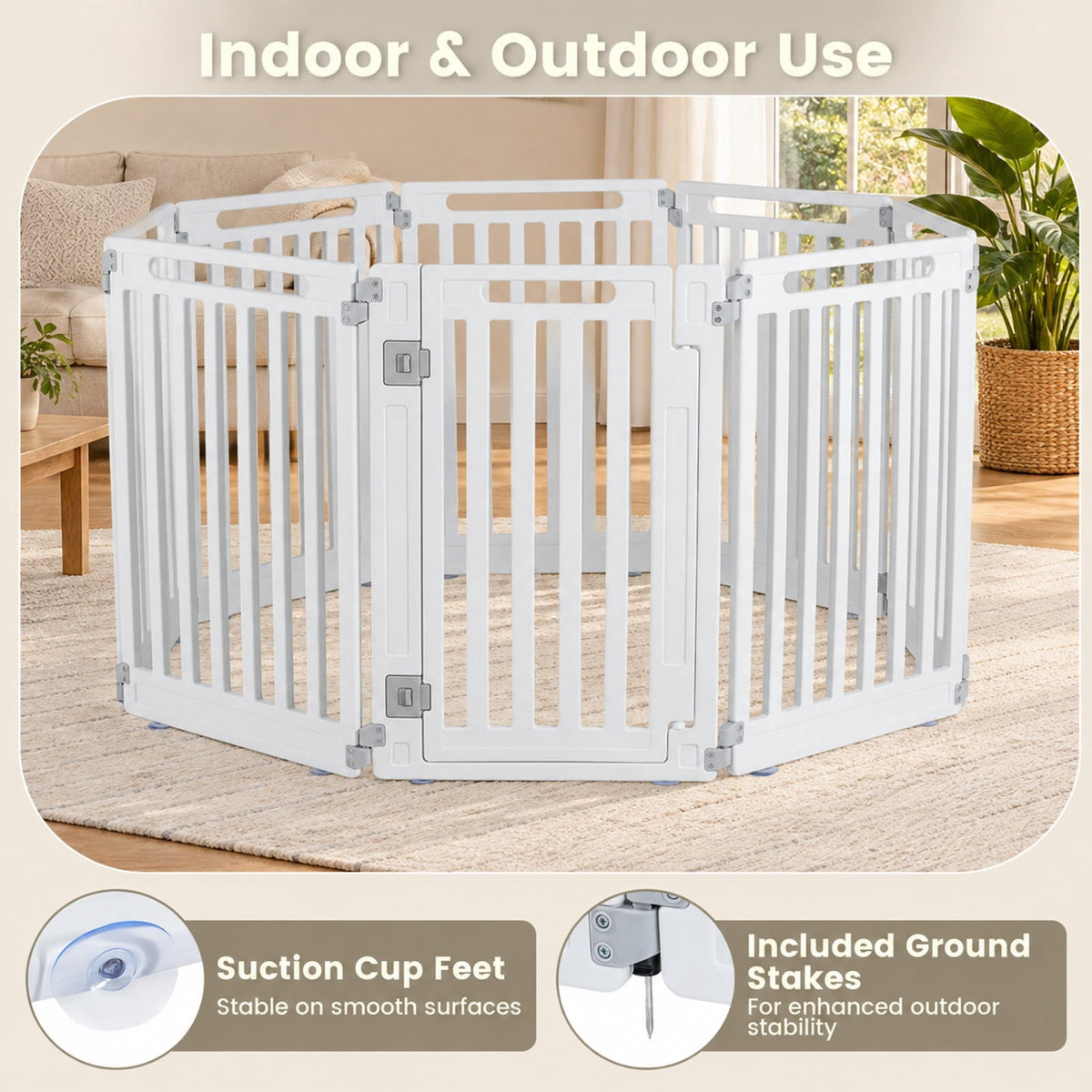Airfind 31.5 Height Indoor Outdoor Dog Playpen with 8 Panels, White, Suitable for indoor and outdoor use, Ideal for RV camping travel backyard and more