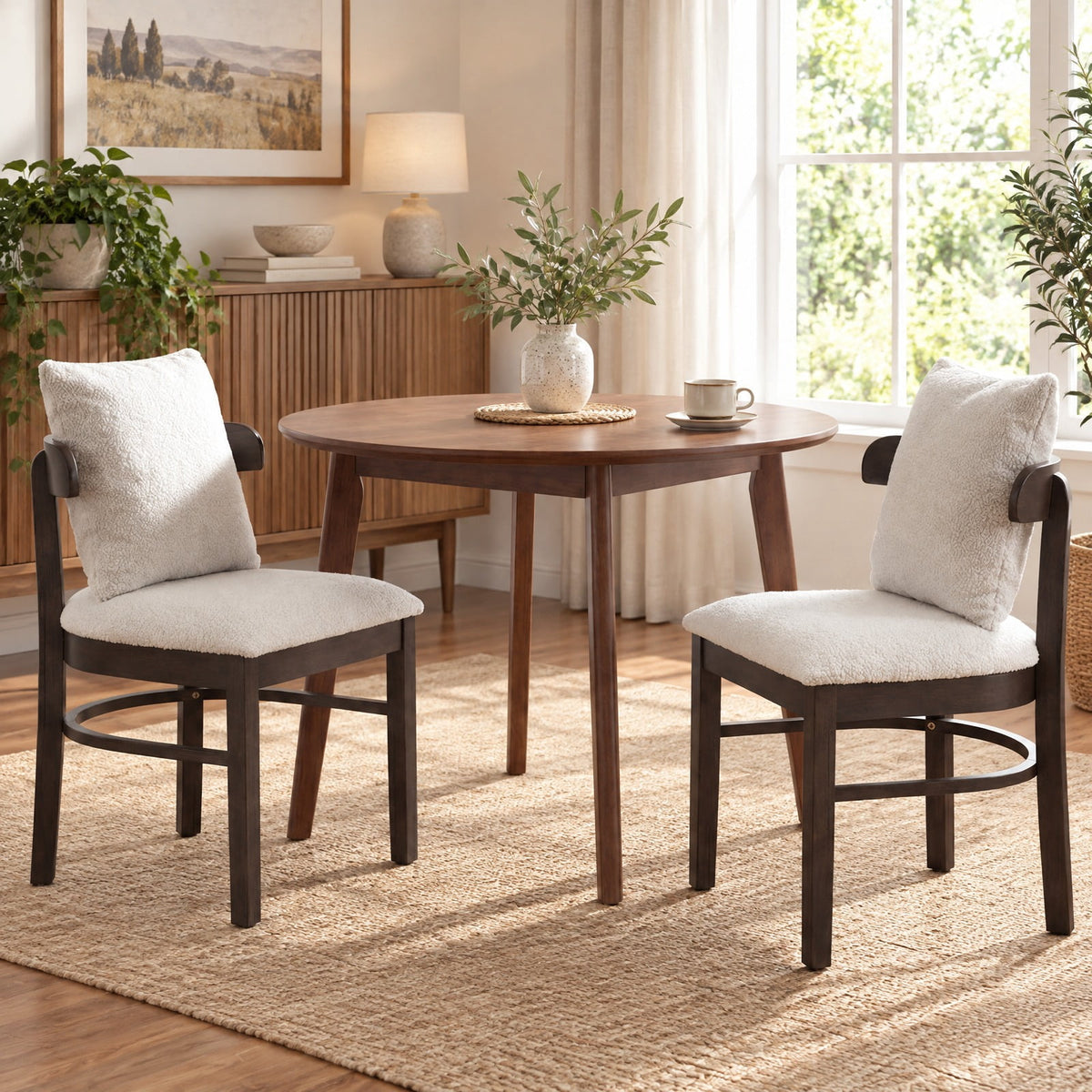 Airfind Fabric Upholstered Wood Dining Chairs Set of 4 featuring Removable Pillow, 330 lbs Capacity, MDF Sponge Rubber Wood Polyester Frame, Gray