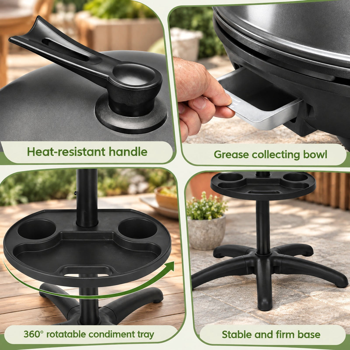 Airfind 1350 W Outdoor Electric BBQ Grill with Removable Stand Easy to Install, Aluminum Plate / ABS for Convenient Everyday Use, Black