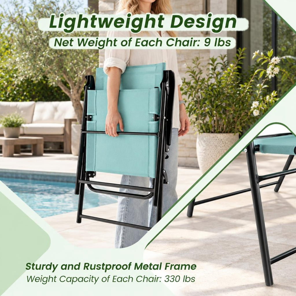 Airfind 2 Set of Patio Dining Chair with Armrests and Metal Frame, Chair 330 lbs Capacity, Metal Fabric Unfolding Frame, 25.5 x 24 x 37 Footprint