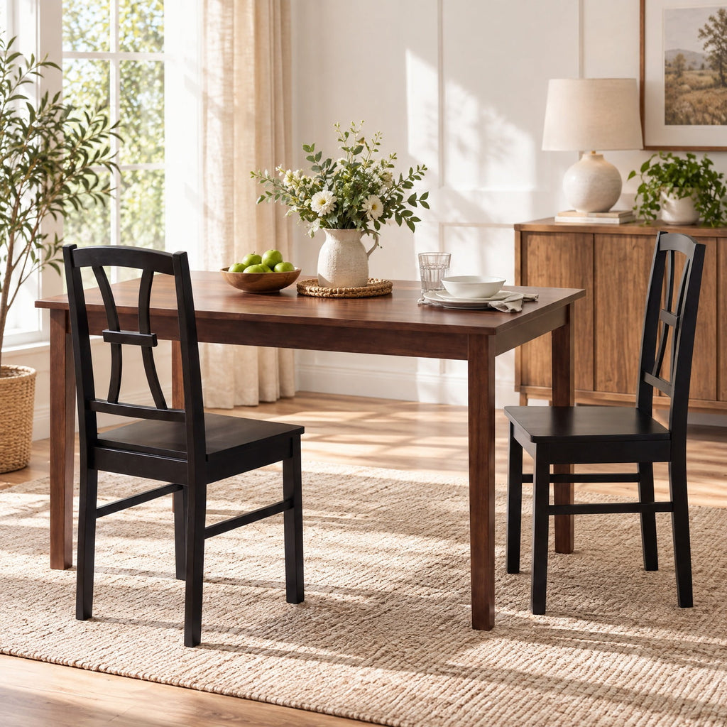 Airfind 400 lbs Capacity Dining Chair Set of 2 with Cross Backrest and Rubber Wood Frame, 400 lbs Capacity, Rubber Wood Engineered Wood Frame, Black