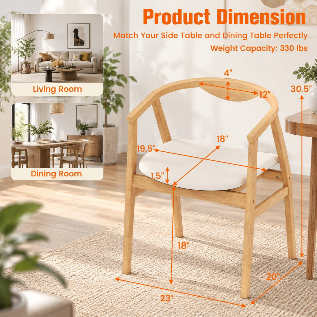 Airfind Bamboo Accent Chair with Armrest and Curved Backrest, 330 Lbs Capacity, Bamboo Polyester Sponge for Convenient Everyday Use, Natural