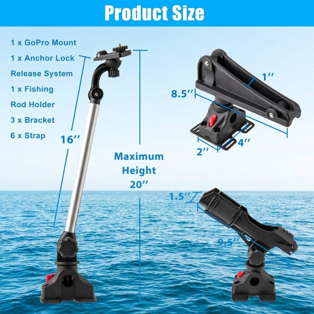 Airfind Premium Boat Bimini Top Hardware Kit with Heavy Duty Straps, Deck Hinges and Installation Tools Included, Black