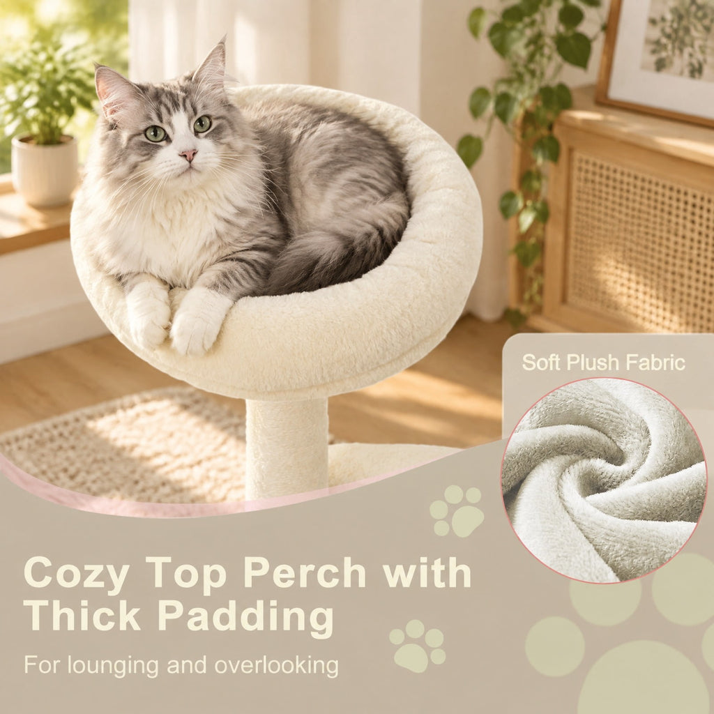 Airfind 48 Inches Tall Cat Tree Multi-Level Kitten Tower with Large Condo Padded Top Perch, Engineered Board Plush Sponge Jute Frame, Beige