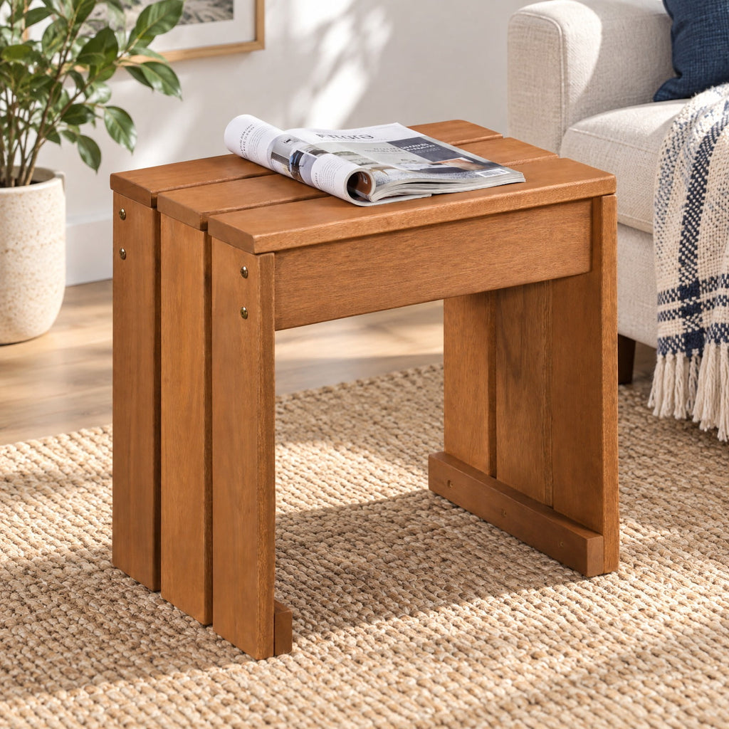 Airfind Multi-Use Solid Wood Backless Bench, Side Table and Plant Stand for Patio, Entryway, Living Room and Garden, 242 lbs Capacity, 18 Inch x 12 Inch x 17 Inch , Natural