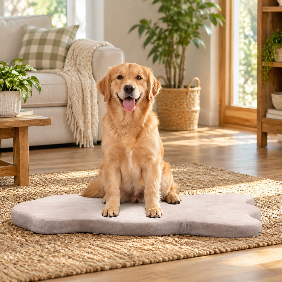 Airfind Orthopedic Dog Bed with Memory Foam Support for Large Dogs, 35D Memory Foam TPU Polyester Crystal Super Soft Fabric Frame, Beige