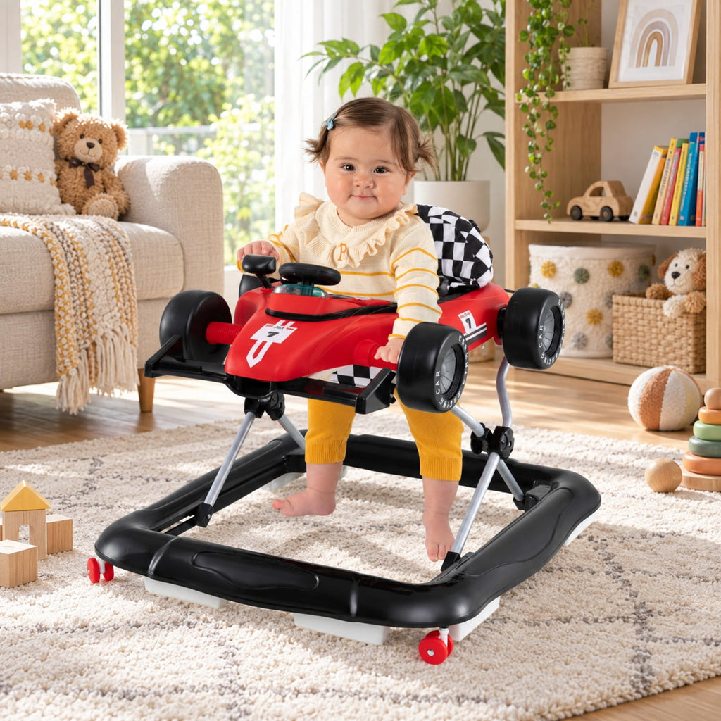 Airfind 4-in-1 Youth Push Walker Activity Center Height Adjustable featuring Music Box, 26.5 lbs Capacity, PP Metal Frame, for 6-18 Months, Red