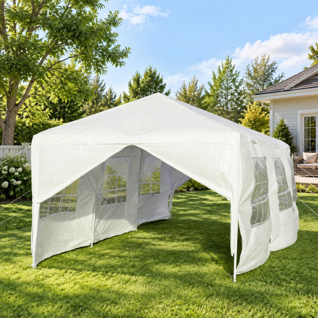 Airfind 10 x 30 Feet Outdoor Canopy Tent with 6 Removable Sidewalls and 2 Doorways, 10 x 30 x 8.5 Footprint, White