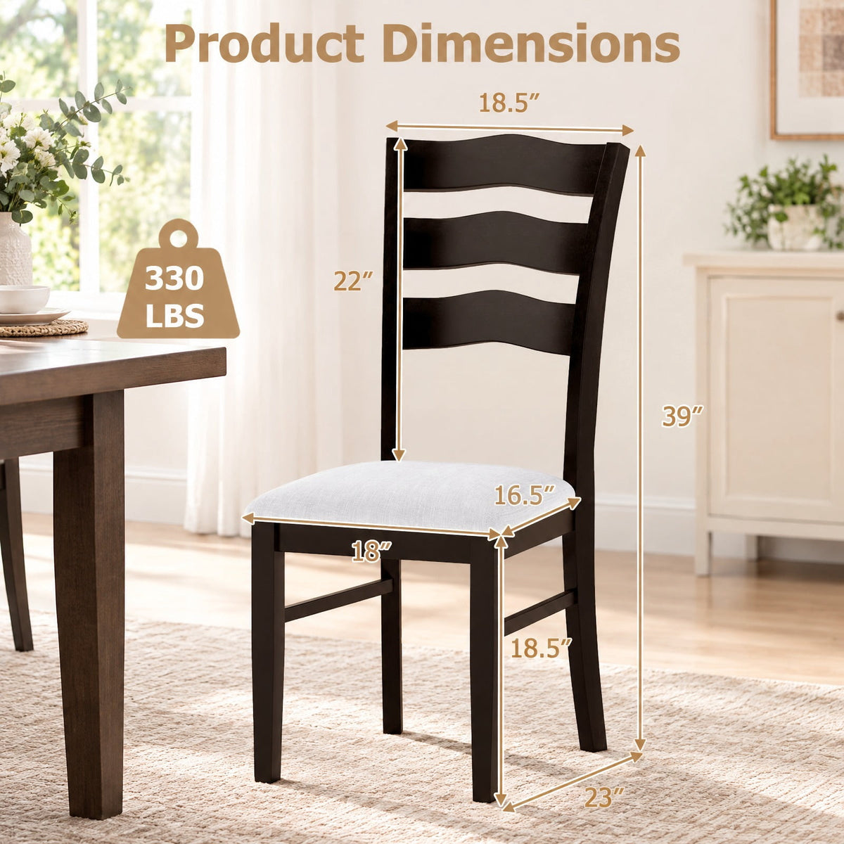 Airfind Farmhouse Dining Chairs Set of 2 Modern Kitchen Chairs with Elegant Hollowed backrest, Chair 330 lbs Capacity, 18 x 23 x 39 Footprint