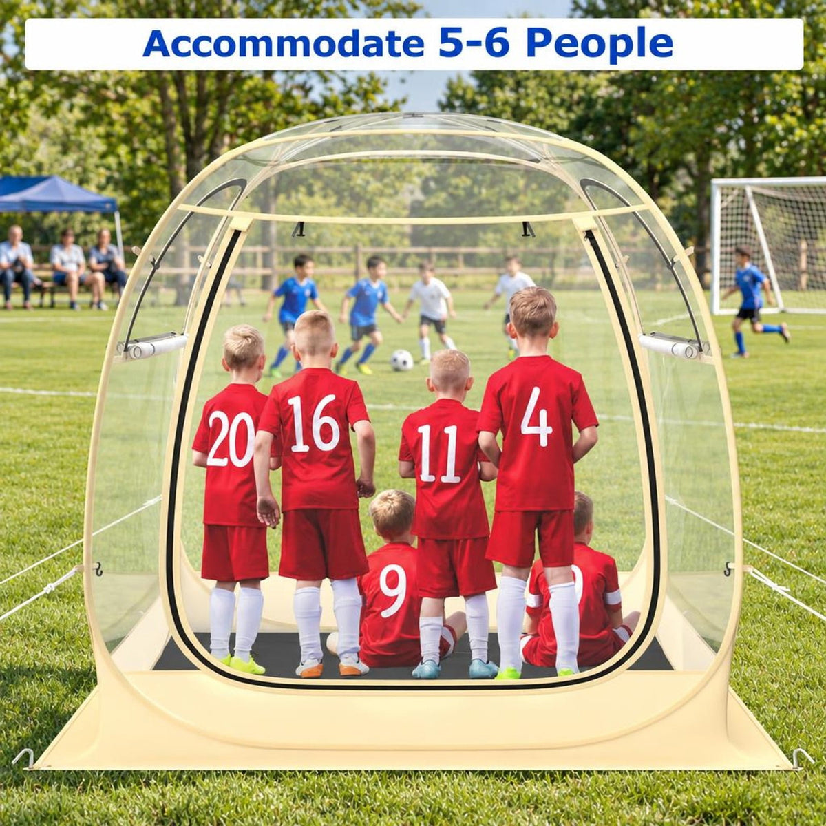 Airfind Instant Pop up Sports Tent with Carrying Bag and Floor Mat for 1-2/5-6 People, PVC Fiberglass S: Frame, 4.2 x 4.2 x 5.2 ft Footprint