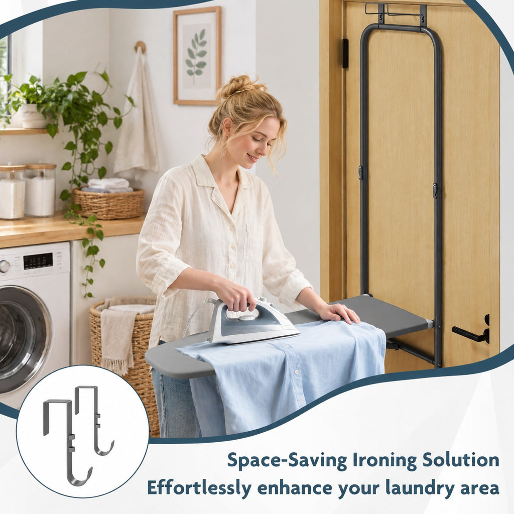 Airfind Over the Door Ironing Board Space-Saving Metal Hanging Ironing Board, 22 lbs Capacity, Cotton Sponge Metal Frame, 42 x 17 x 50 Footprint