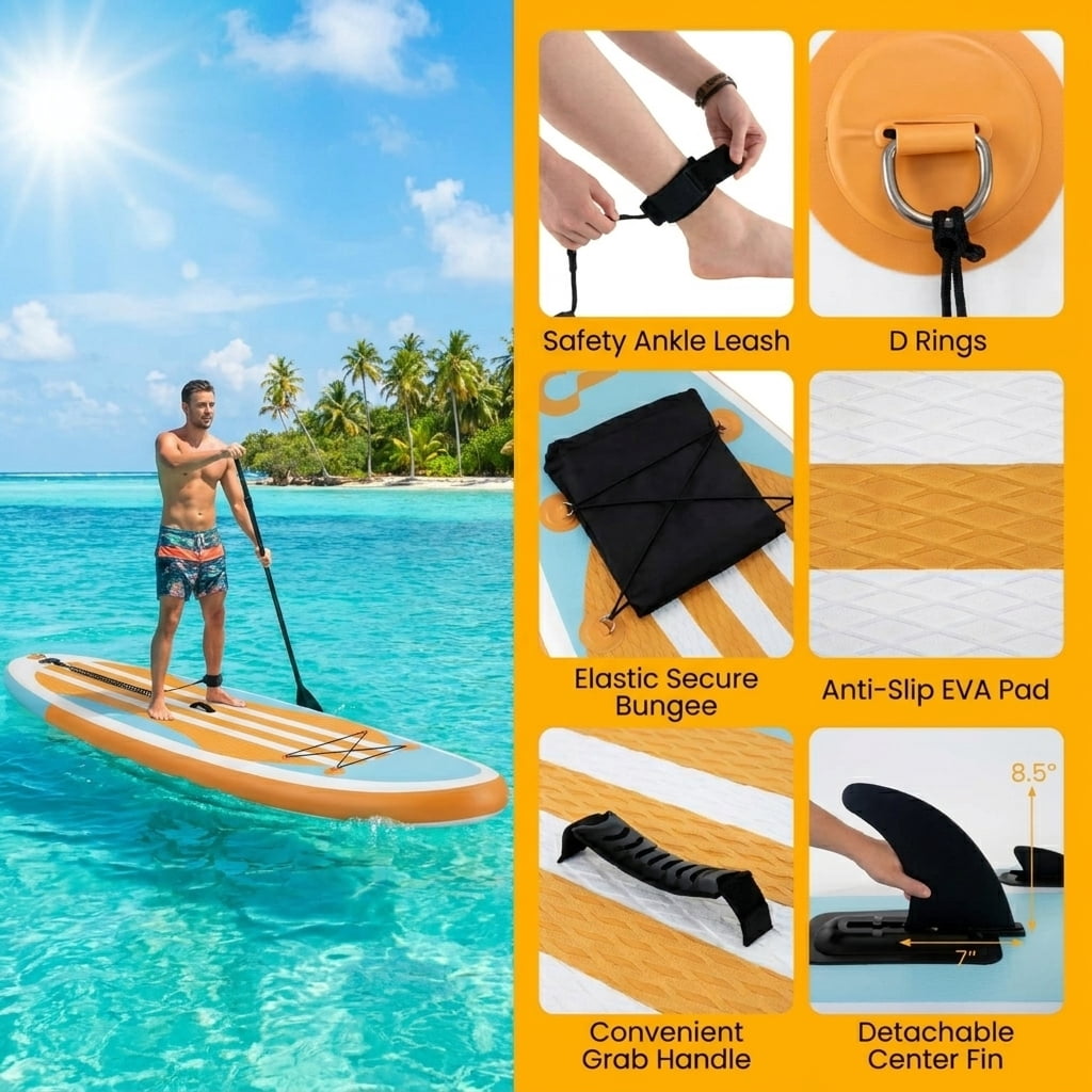 Airfind All-Around Inflatable Stand Up Paddle Board with Anti-Slip EVA Deck and 3 Removable Fins plus Accessory Kit and Travel Bag, Blue