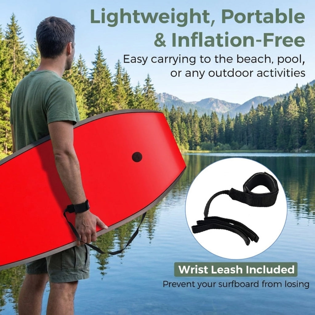 Airfind 37 Boogie Board with Wave Camo Graphic Deck ¡ª EPS Core, XPE Top, HDPE Slick Bottom, Crescent Tail, Coiled Wrist Leash