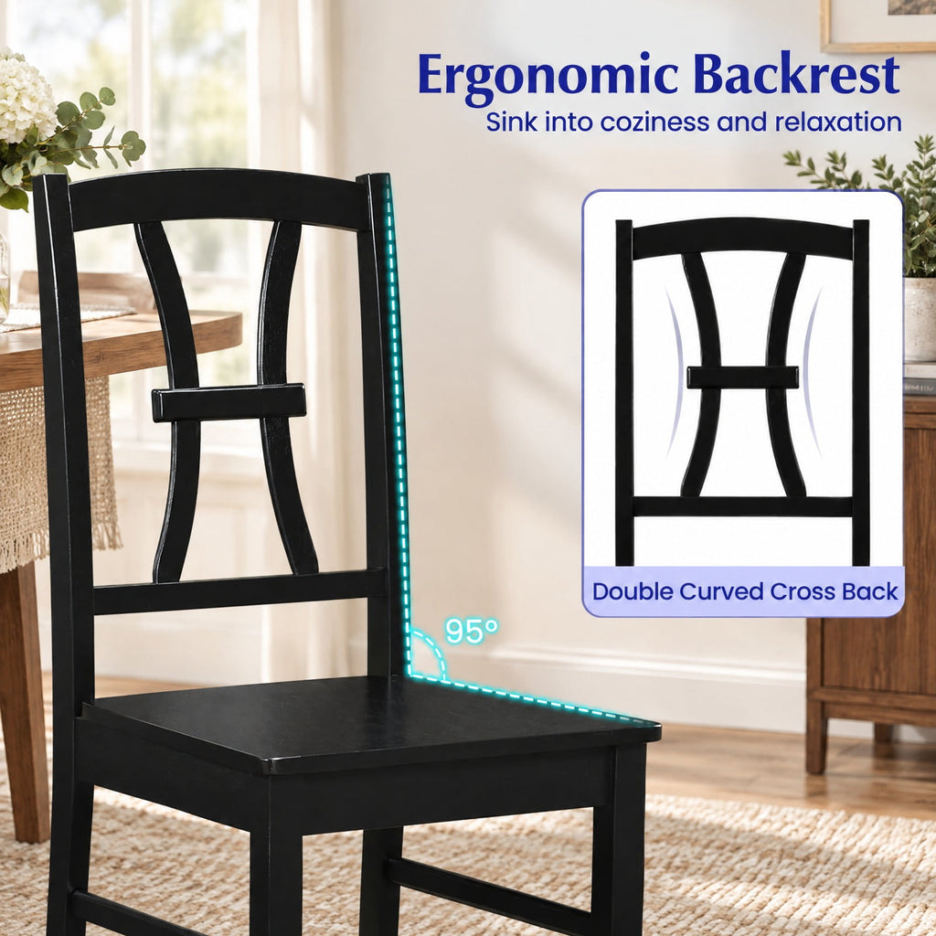 Airfind 400 Lbs Capacity Dining Chair Set of 4 with Cross Backrest and Rubber Wood, 400 Lbs Capacity, Rubber Wood Engineered Wood, Black