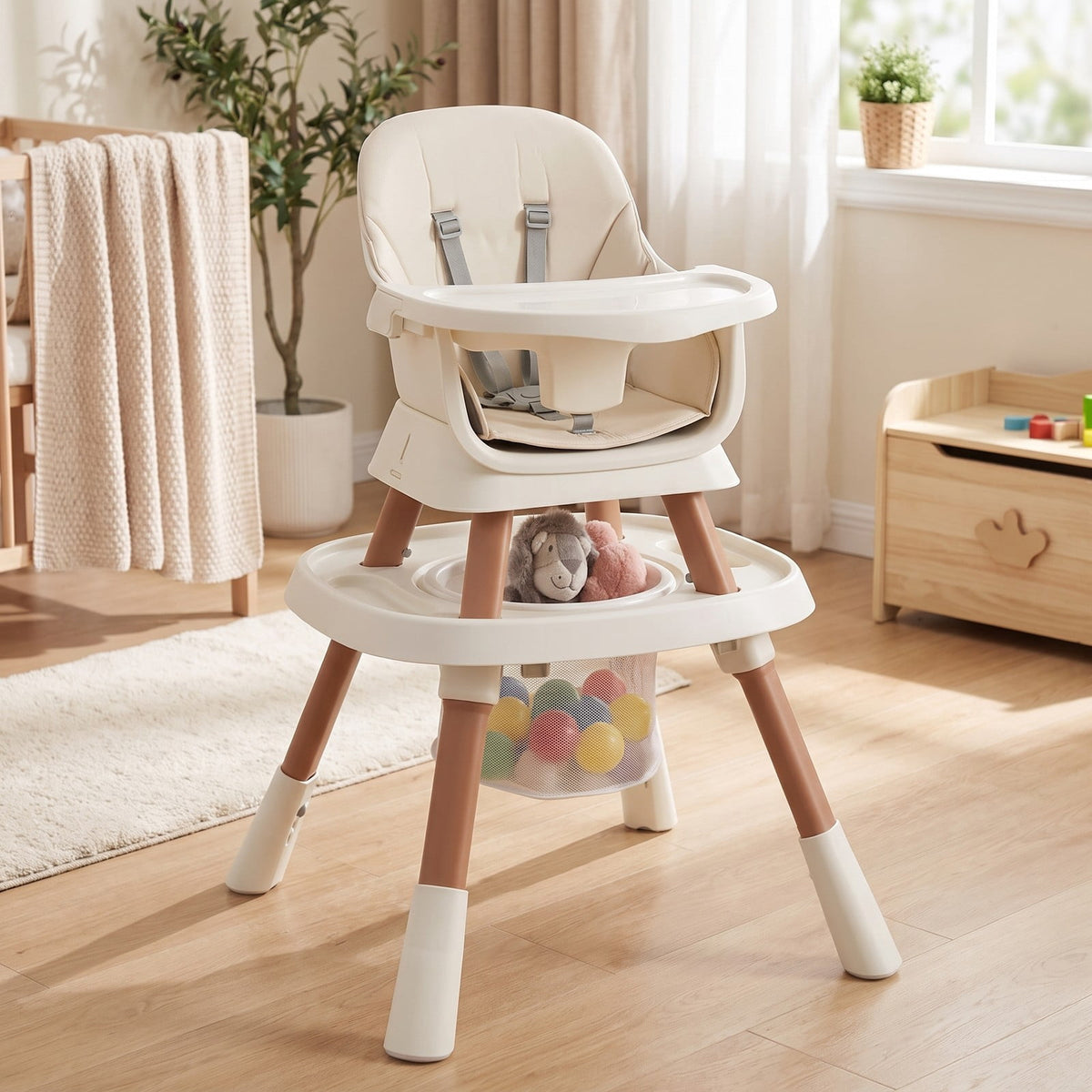 Airfind 16-in-1 Baby High Chair with Activity Center and Booster Seat for Babies and Toddlers, 44 lbs Capacity, Metal Frame, White