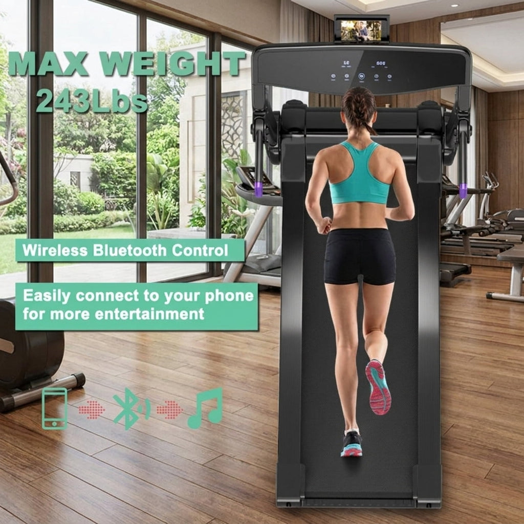 Airfind 3HP Folding Cardio Treadmill with Audio Console, Purple