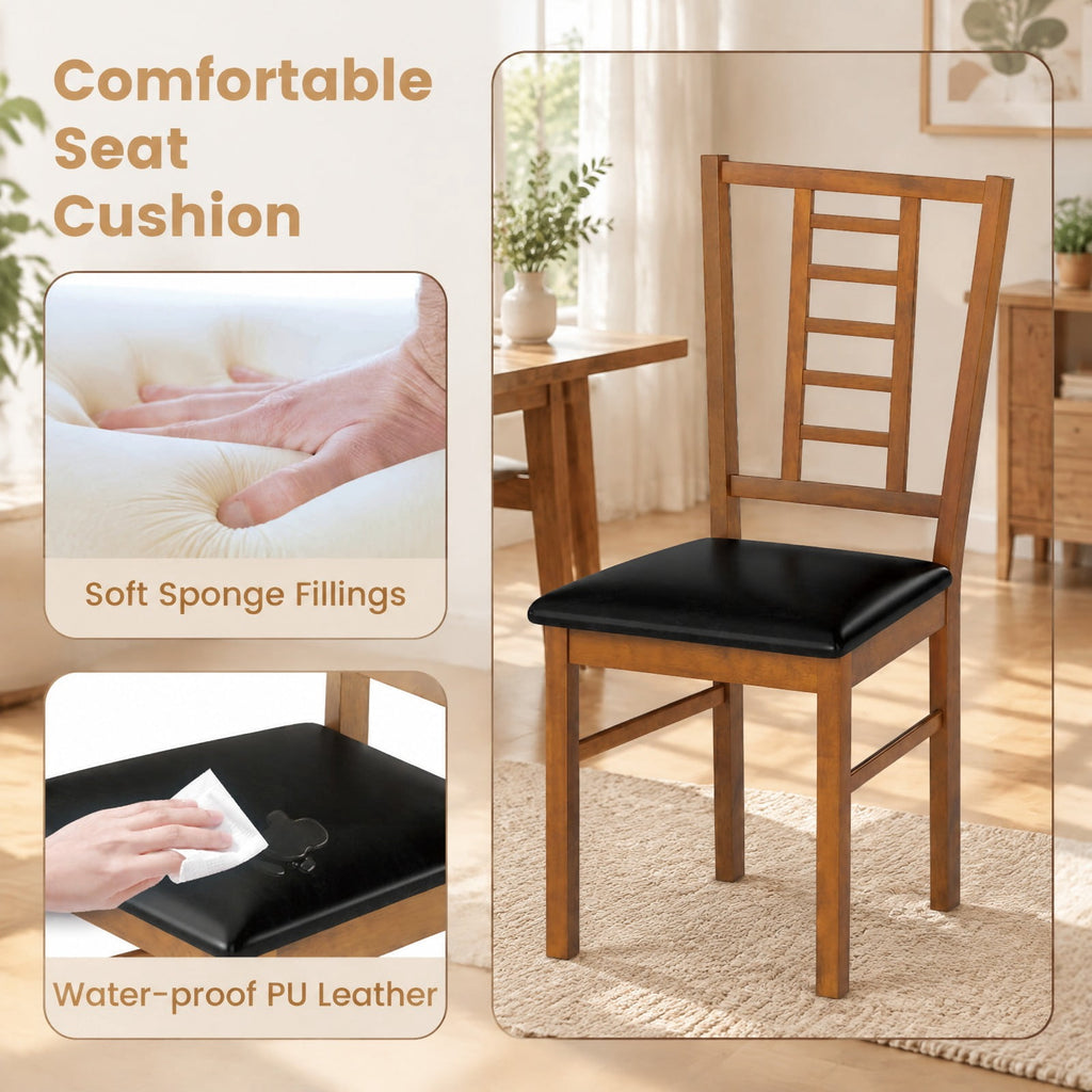 Airfind PU Leather Upholstered Wood Dining Chairs Set of 2, 330 lbs Capacity, Rubber Wood PU Leather Sponge MDF Frame, 17 x 19 x 35 Footprint