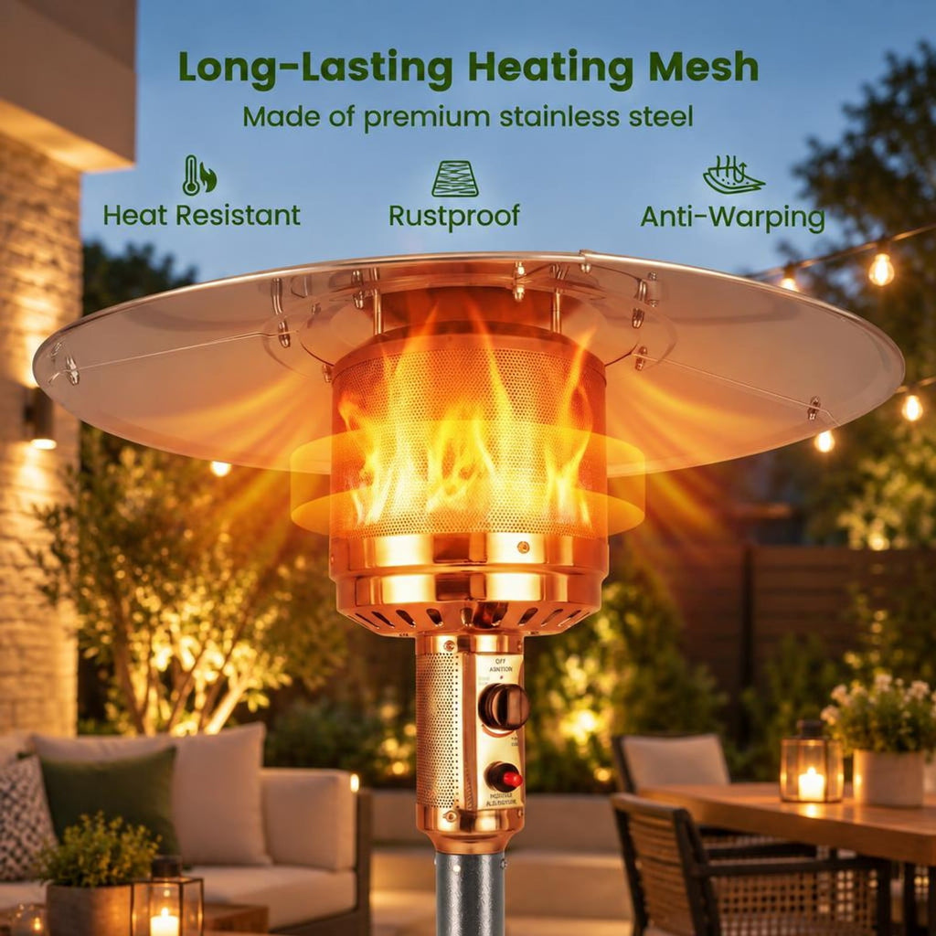 Airfind 50 000 BTU Patio Propane Gas Heater with Stainless Steel Burner, Stainless Steel Metal Aluminum Frame, 32.5in x 86in Footprint, Gray
