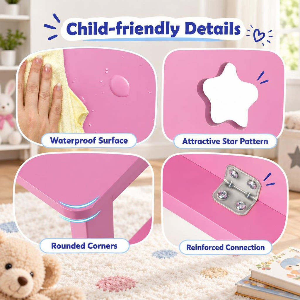 Airfind Kids Desk and Chair Set with Hutch and Bulletin Board for 3+ Kids, MDF Pine Wood Frame, 31 x 15.5 x 33.5 Footprint, Pink