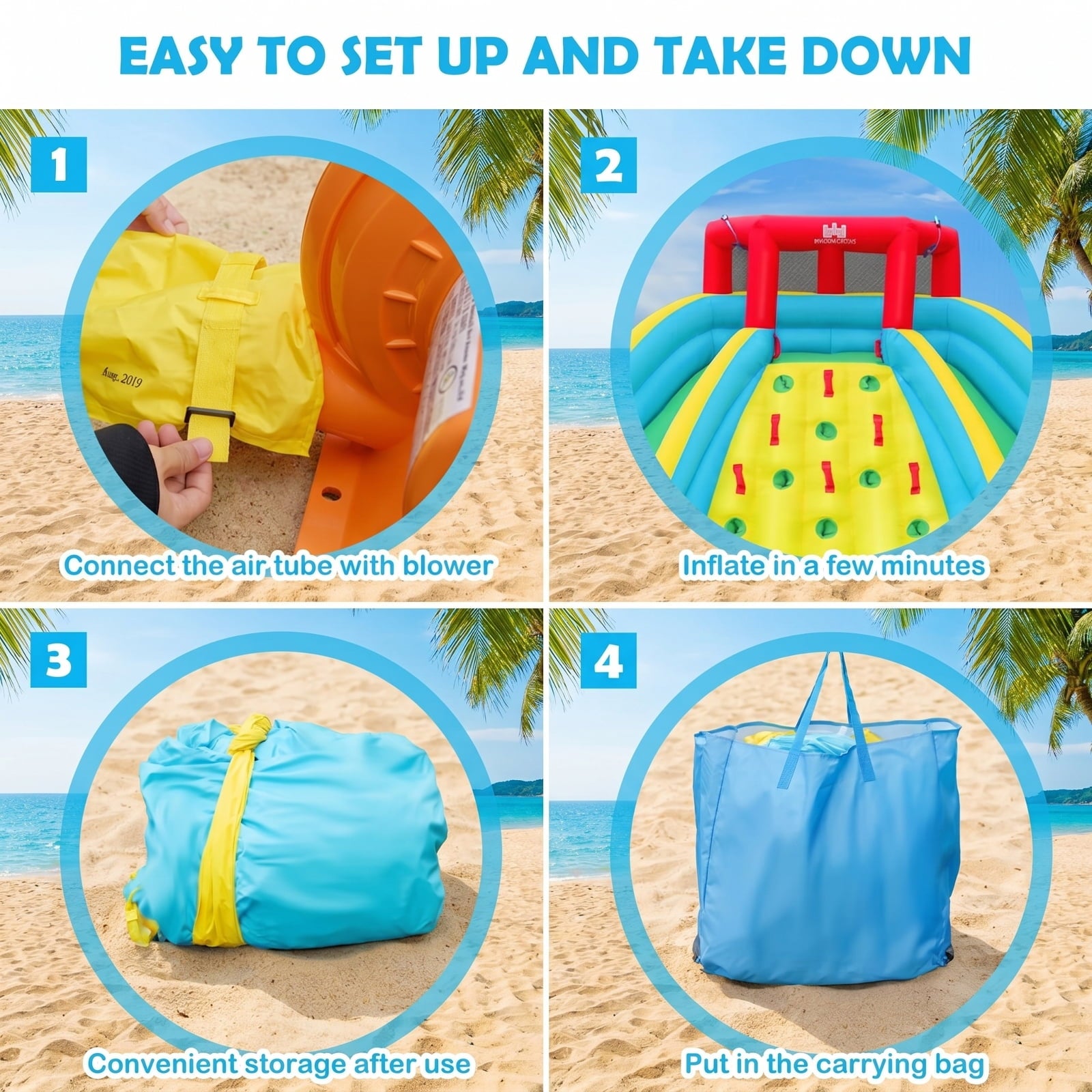 Airfind Double-Side Inflatable Water Slide Park with Climbing Wall, Dual Slides, Splash Pool and Water Cannon, 178x144x92in Bounce House for Kids 3-8