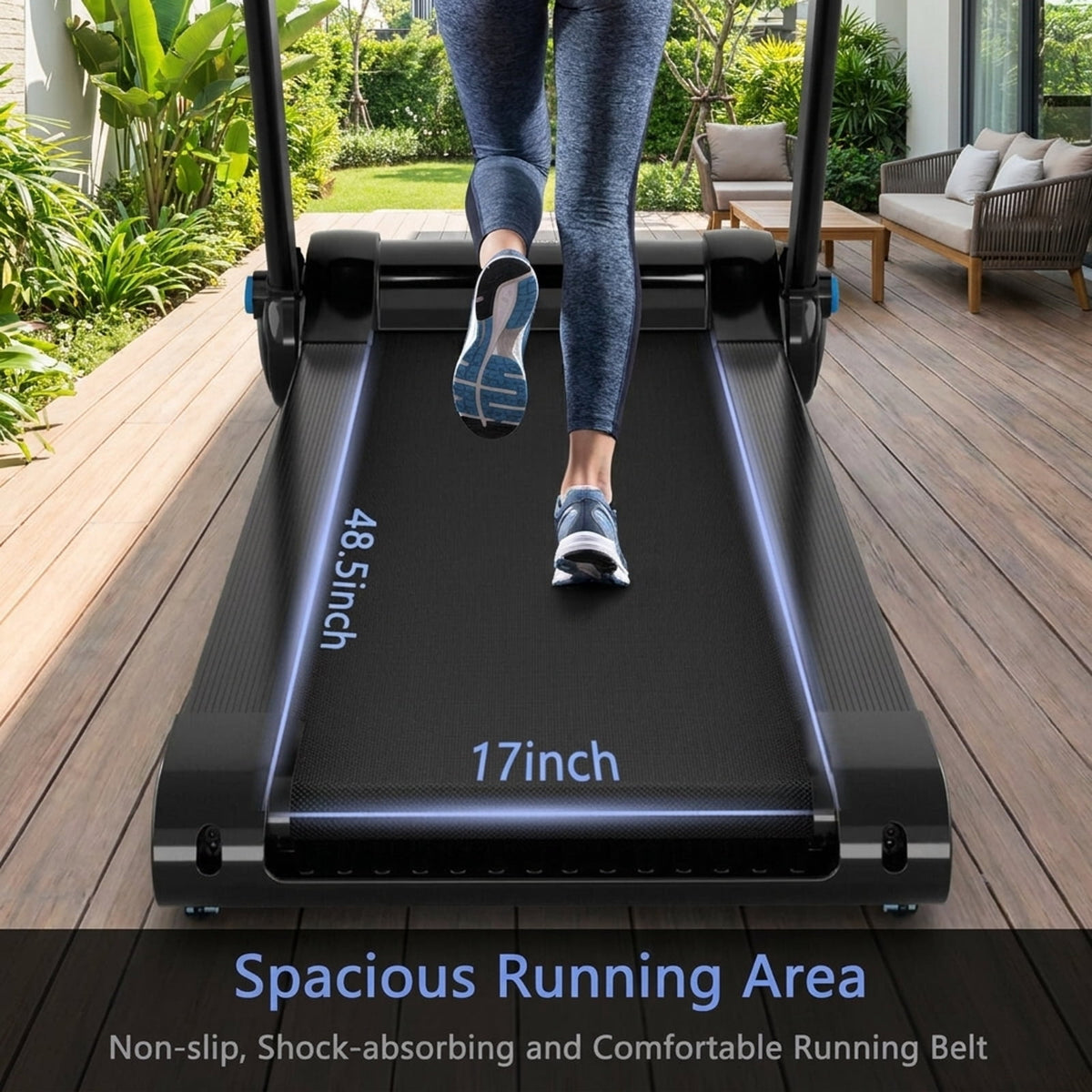 Airfind 2.25 HP Folding Treadmill with Audio Console Walking Treadmill for Home with Cushioned Deck and Transport Wheels Supports 265 lbs, Black
