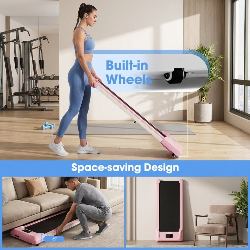 Airfind 3-in-1 Folding Treadmill with Incline 3 HP Walking Treadmill for Home with Smart App and Bluetooth Speaker and Heart Rate Monitor, Pink