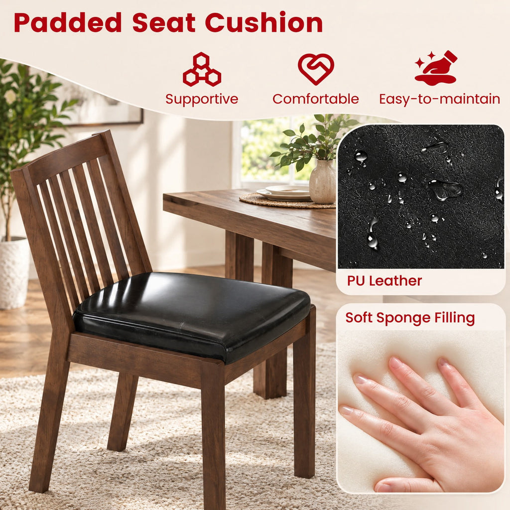 Airfind PU Leather Upholstered Dining Chair with Padded Seat Set of 4, 400 lbs Capacity, Rubber Wood PU Leather Sponge Frame, Espresso