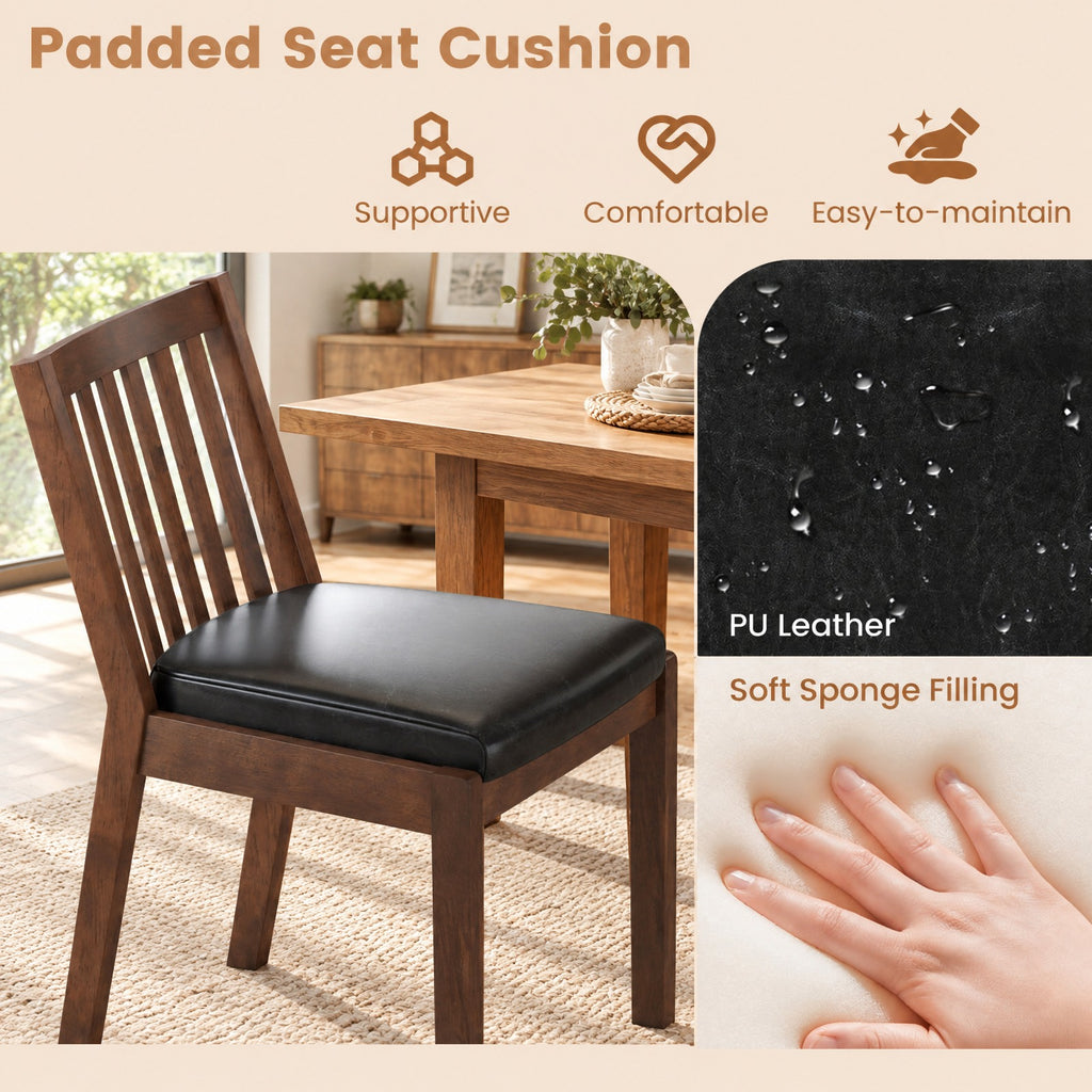 Airfind PU Leather Upholstered Dining Chair with Padded Seat Set of 2, 400 lbs Capacity, Rubber Wood PU Leather Sponge Frame, Espresso