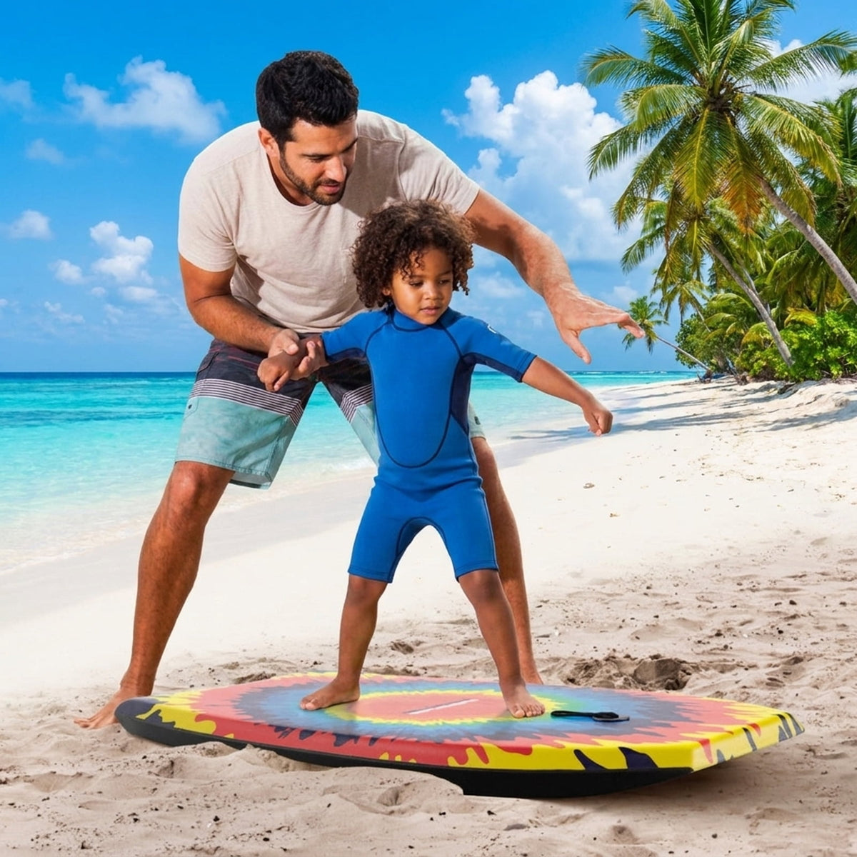 Airfind 33 Boogie Board with Geometric Drift Graphic Deck ¡ª EPS Core, XPE Top, HDPE Slick Bottom, Crescent Tail, Coiled Wrist Leash