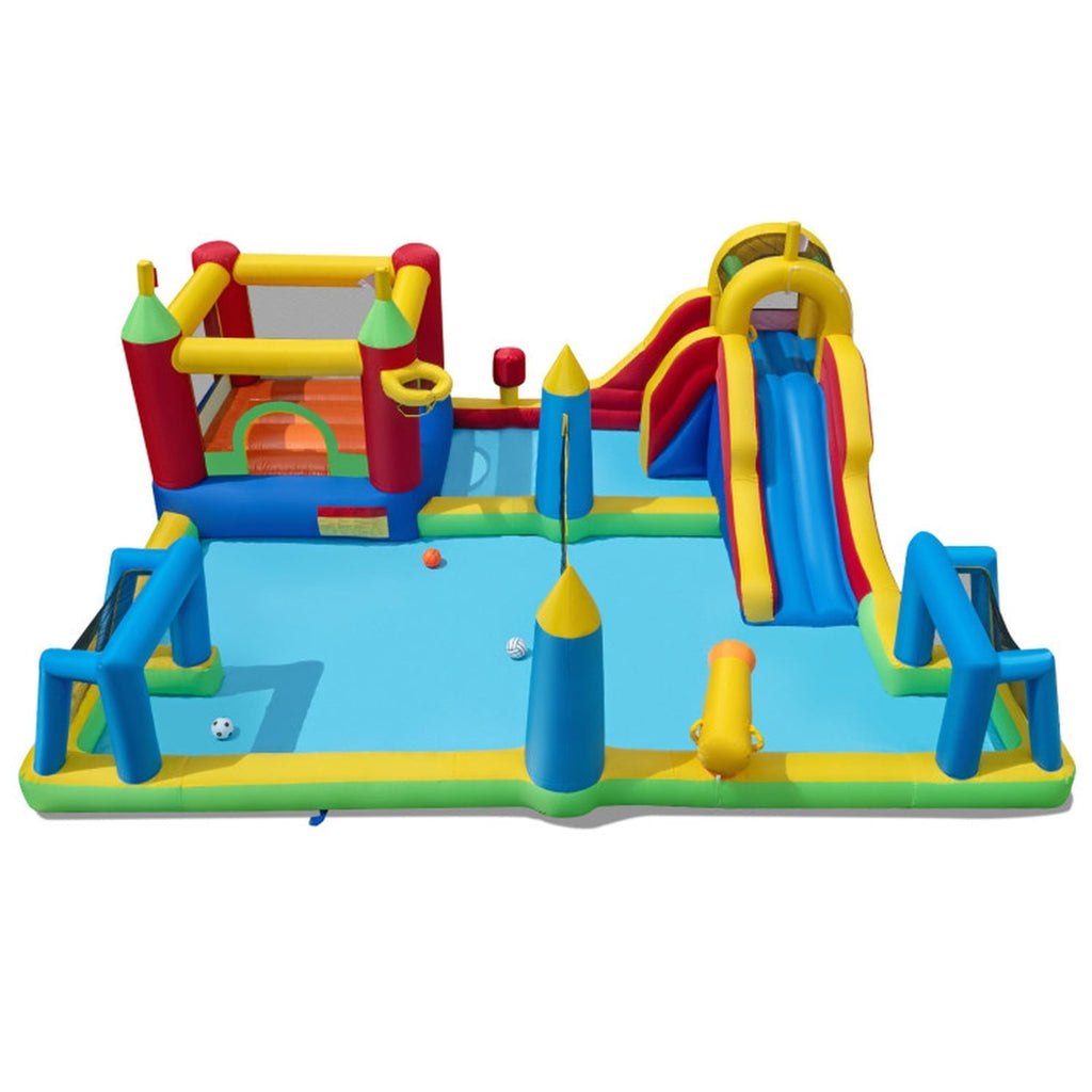 Airfind 9-in-1 Inflatable Water Slide Jumping Castle with Climbing Wall, Basketball Hoop, Football Goals and Volleyball Net, 197in x 161in x 75in for Kids 3-12