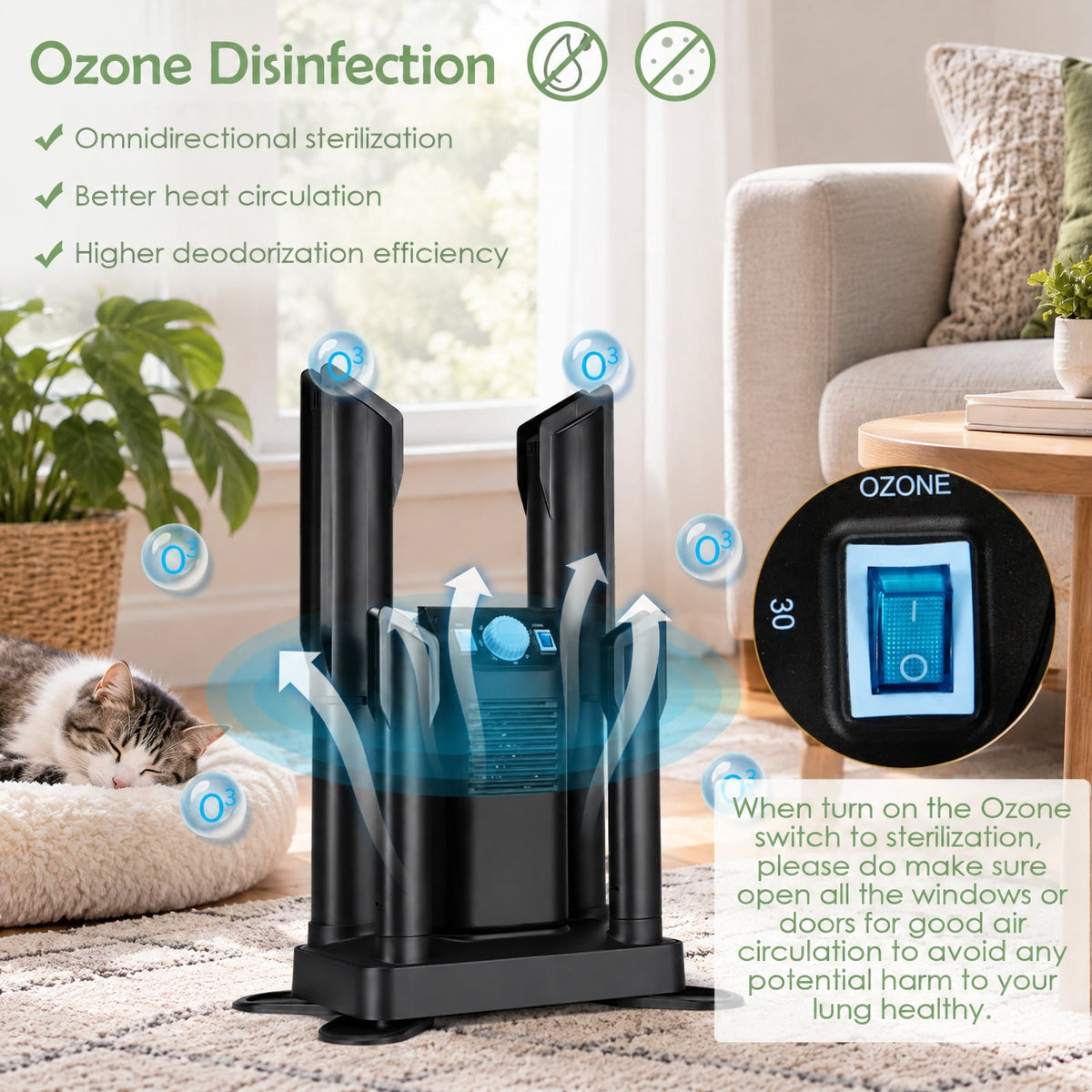 Airfind Electric Shoe Boot Dryer 4 Shoes with 180 Mins Timer Ozone Disinfection, PP fiberglass ABS Frame, Black