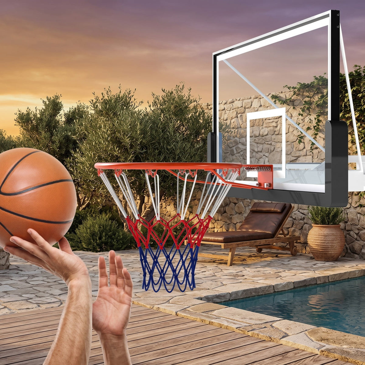 Airfind 18 Inch Basketball Rim Heavy Duty Wall Mounted Goal Replacement Steel Hoop with Nylon Net for Indoor Outdoor Play, Orange