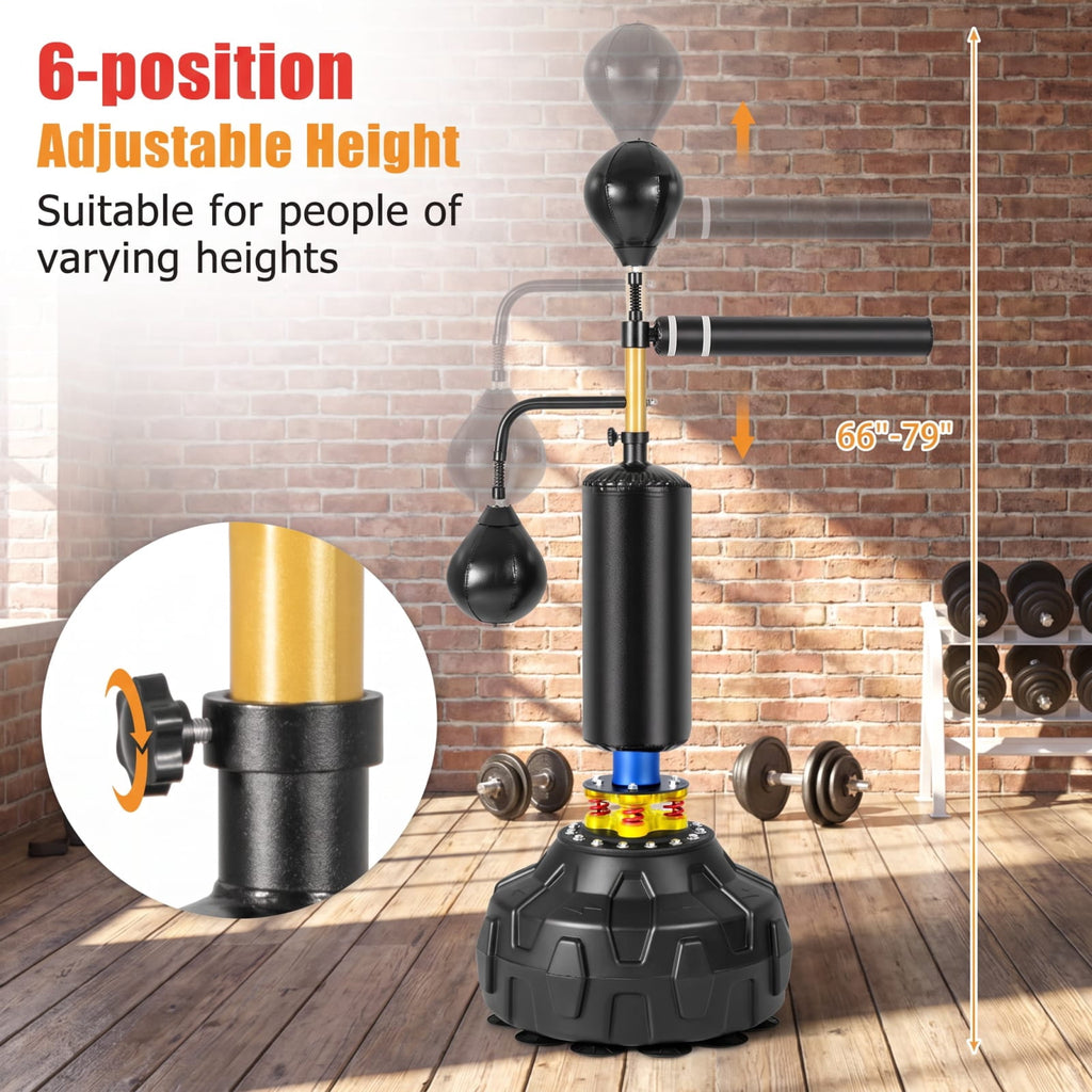 Airfind Freestanding Boxing Speed Trainer with 360 Degree Spinning Bar Dual Speed Balls and Adjustable Height for Home Gym, Black