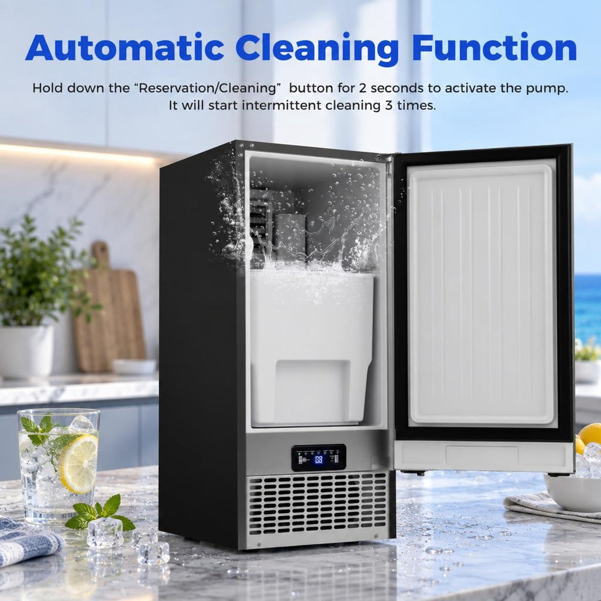 Airfind Commercial Ice Maker 110 lbs/24H Undercounter Ice Machine with 25 lbs Storage Capacity, Stainless Steel Galvanized Steel Frame, Silver