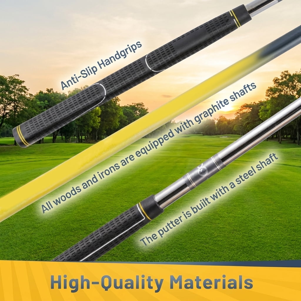 Airfind 11-Piece Mens Complete Golf Set with Driver, Fairway, Hybrid, Irons, Putter and Bag, Yellow