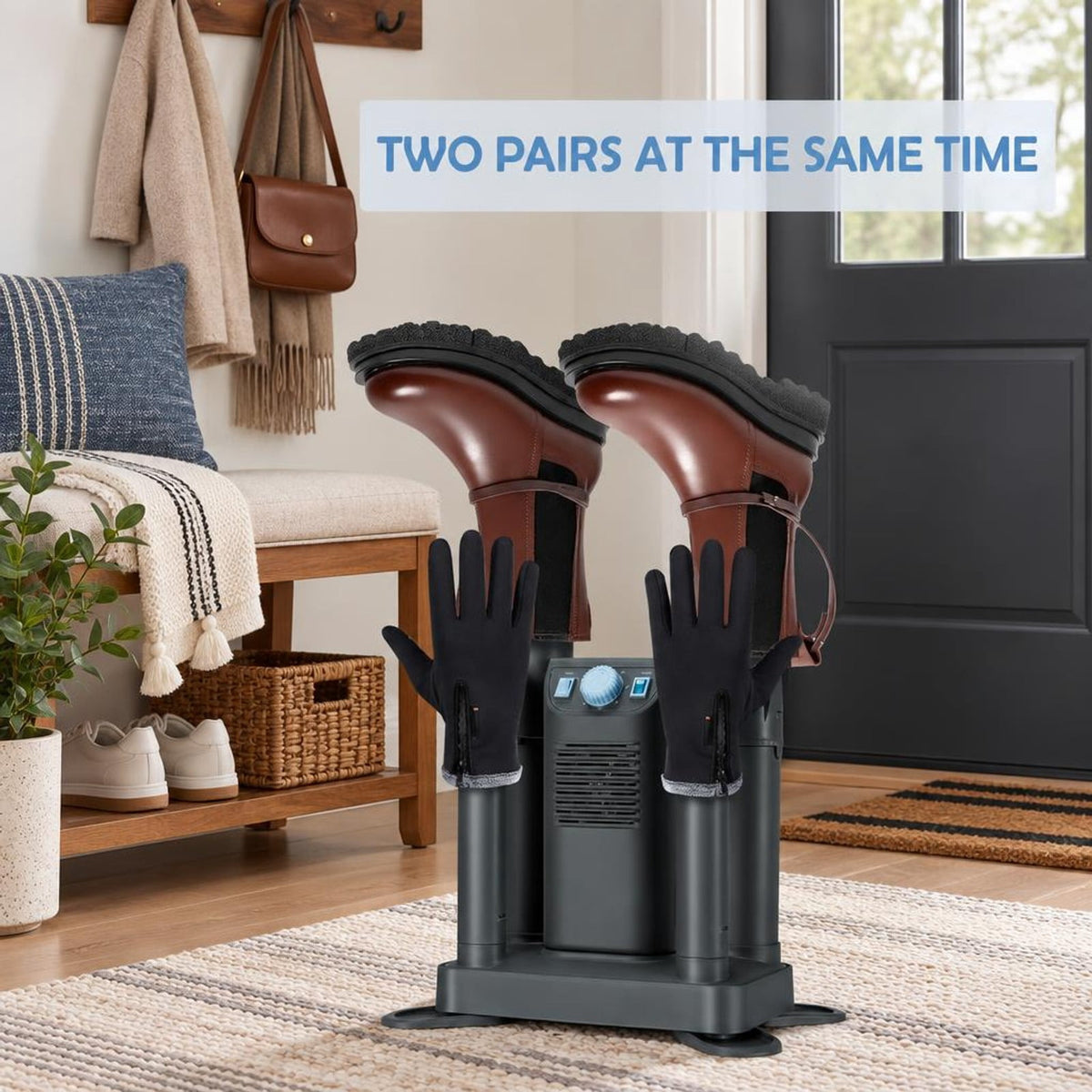 Airfind Electric Shoe Boot Dryer 4 Shoes with 180 Mins Timer Ozone Disinfection, PP fiberglass ABS Frame, Gray
