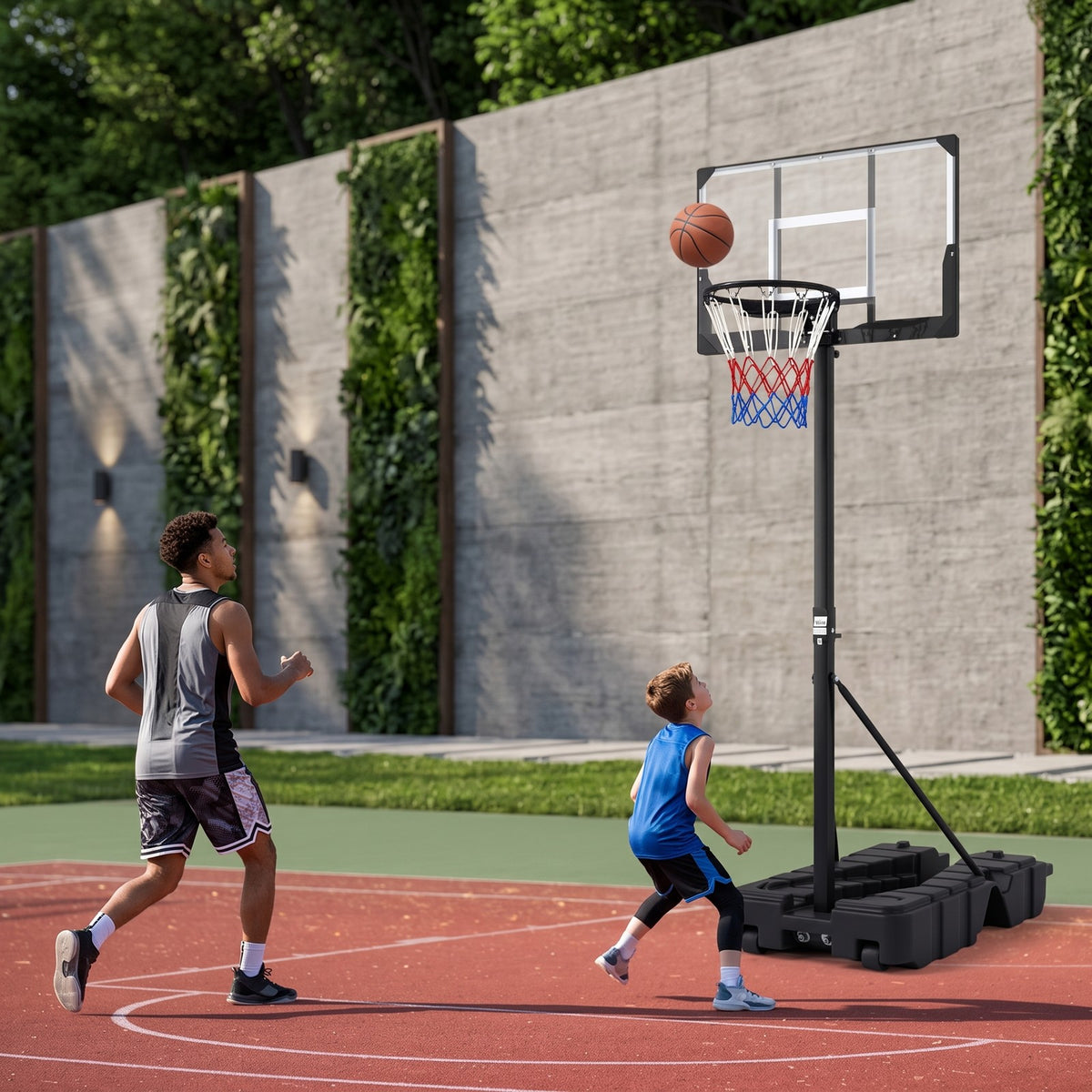 Airfind Foldable Portable Basketball Hoop System, 7.54-10 ft Stepless Height Adjustable with 44 Inch Shatterproof PC Backboard and Fillable Base for Indoor, Black