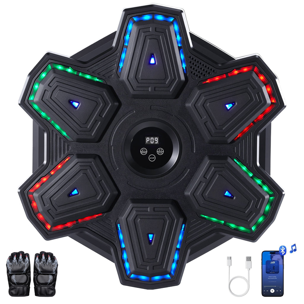 Airfind Wall Mounted Boxing Punch Pad Target with Light and Music Reflex Focus Strike Pad for MMA Home Gym Training 3 Mounting Options Black