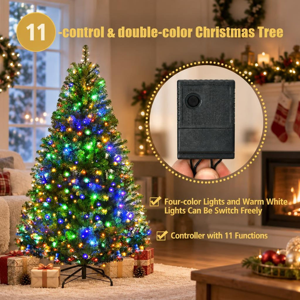 Airfind Artificial Premium Hinged Christmas Tree-5 ft, PVC Frame, 0.9in x 1.6in x 2in Footprint, Green Adapter: UL-certified