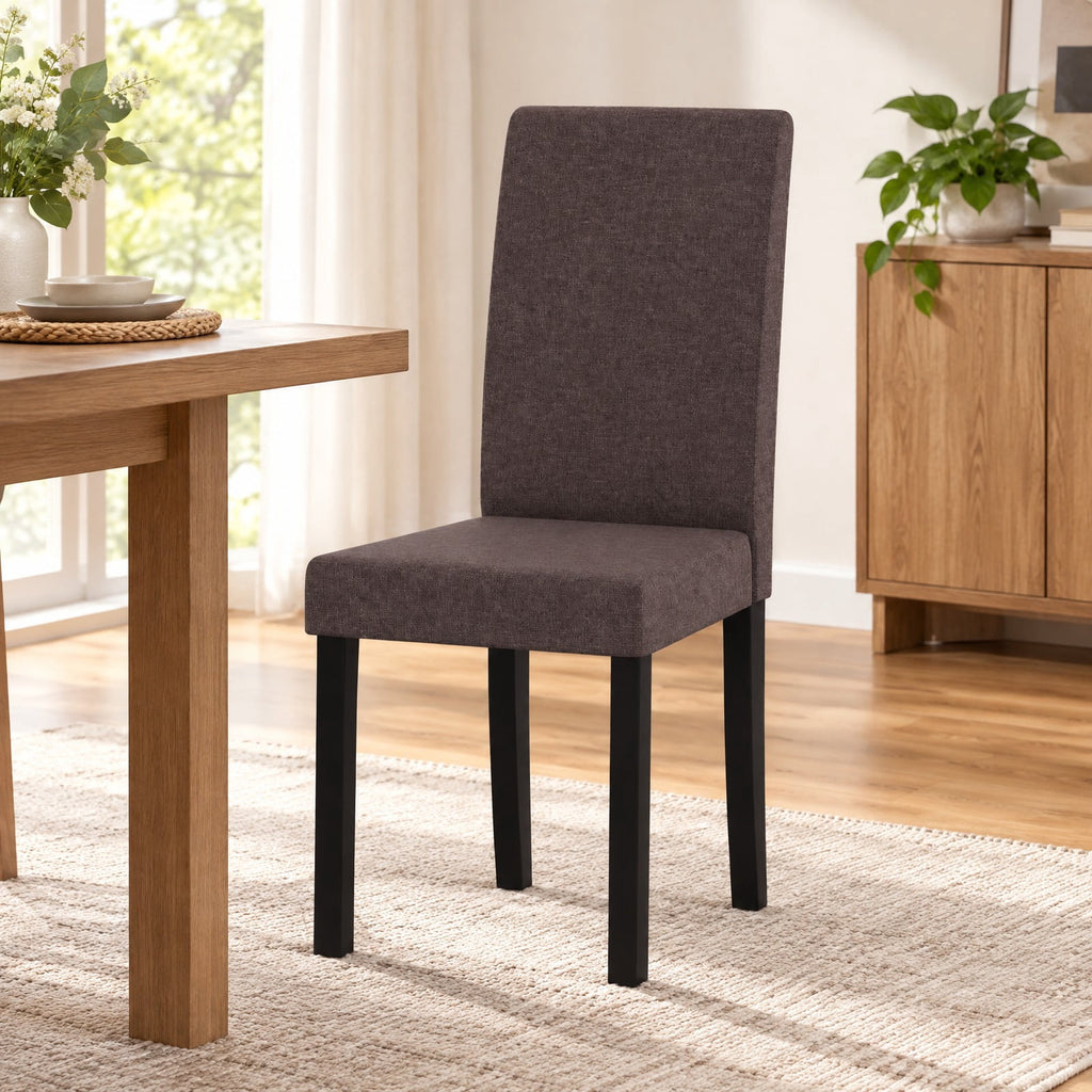 Airfind Set of 2 Dining Chair Mid-Century Modern Fabric Upholstered Parson Chairs, Chair 330 lbs Capacity, 17in x 22in x 35.5in Footprint, Brown