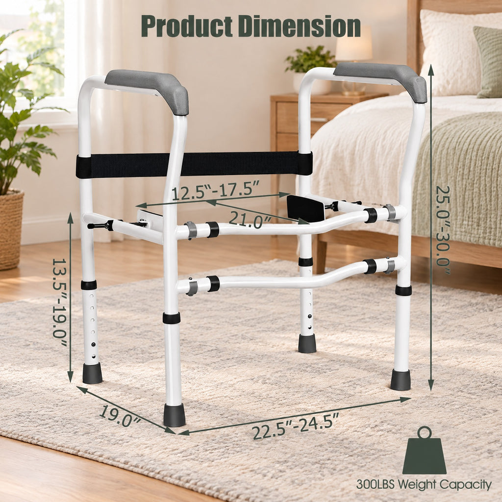 Airfind Steel Safety Toilet Rail with Created Fixable Clamp, 300 lbs Capacity, Carbon steel pipe HDPE Frame, 24.5 x 19x 30 Footprint