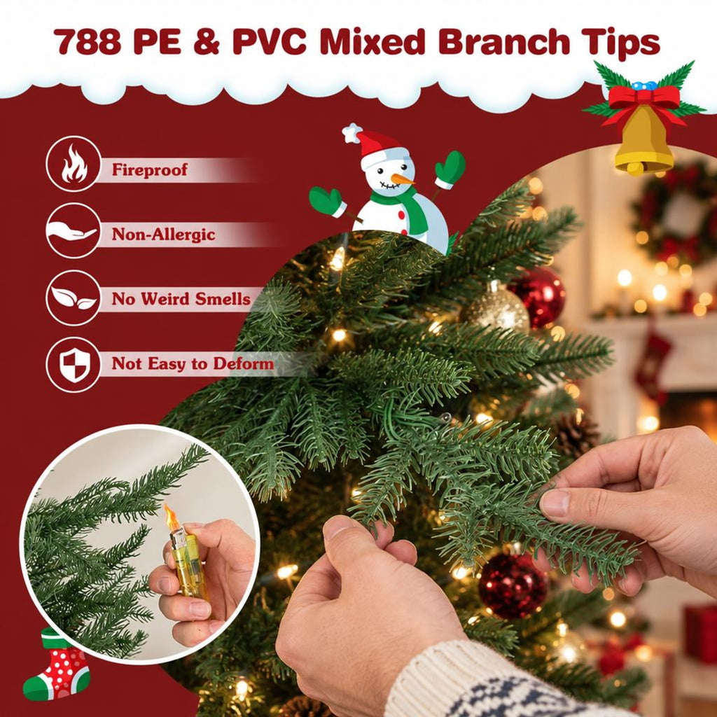 Airfind Pre-lit Christmas Tree with 280 Warm White LED Lights and 8 Lighting Modes-6ft, White, the 3-section design easy to install and store