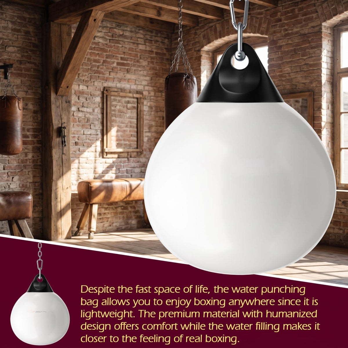 Airfind 21 Inch Water Aqua Punching Bag with Adjustable Metal Chain and Water Hose for Home Gym Boxing and Reaction Training, White