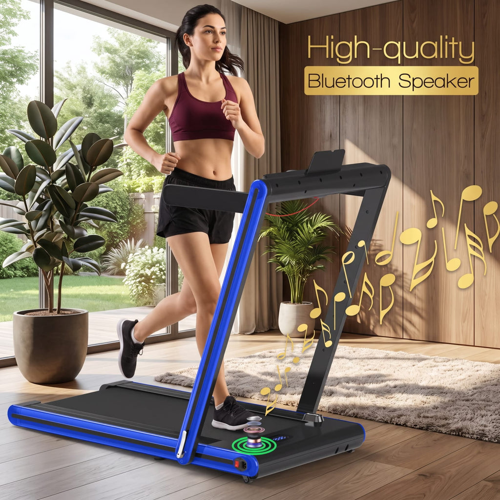 Airfind 2 in 1 Folding Treadmill with 2.25 HP Motor and Dual LED Display for Home Office Under Desk Walking and Jogging, Navy
