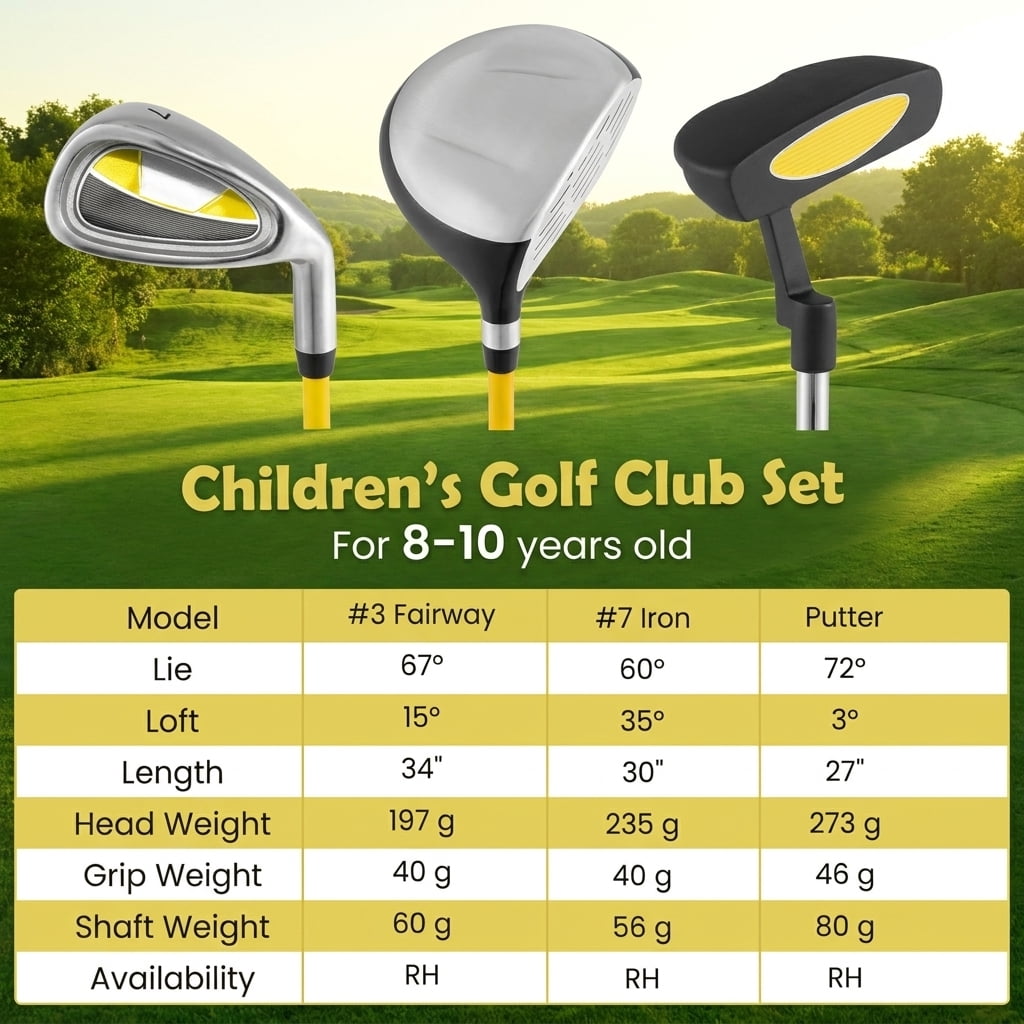 Airfind Junior Complete Golf Club Set for Ages 8-10 with 5-Piece Fiberglass Shafts and TPR Grip Handles Plus a Stand Bag to Give Young Players a Full Golf Club Set, Yellow