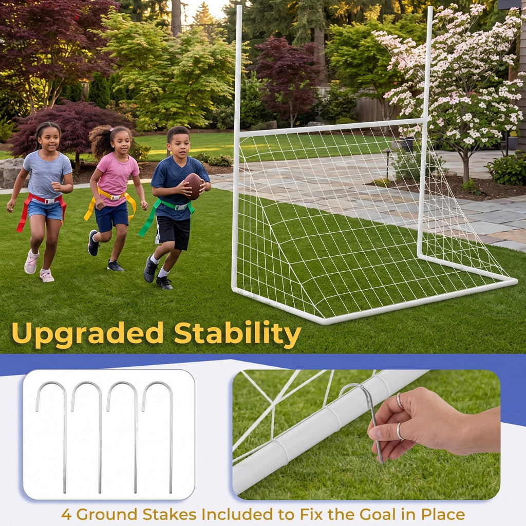 Airfind 2 in 1 Soccer Goal All Weather Football Training Equipment Portable Backyard Net with Ground Stakes for Park School Team Practice, 5.5 x 7 ft, White