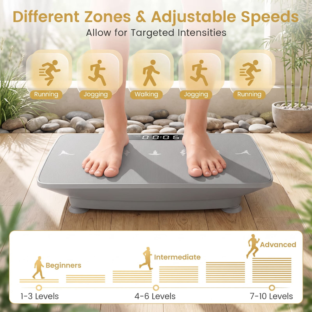 Airfind Vibration Plate Exercise Machine with Gravity Sensor and 10 Speed Levels for Whole Body Home Workout and Weight Loss, Gray